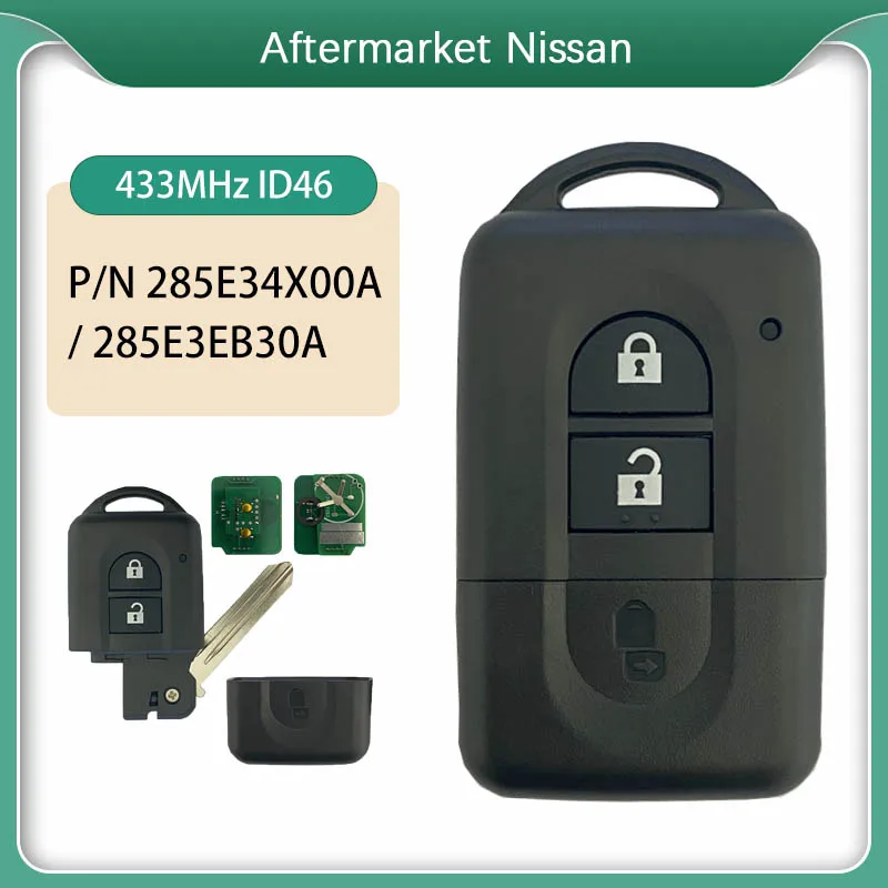 CN027036 Умный Дистанционный ключ N--issan Xtrail Qashqai Pathfinder 285E34X00A 285E3EB30A 2 кнопки 433 МГц PCF7936 ID46 Сменный ключ