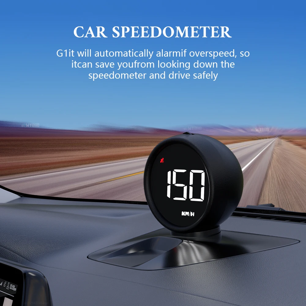 GPS Головной дисплей HUD 2023 Новый умный цифровой спидометр Подключи и играй для всех автомобилей Крупный шрифт км/ч, автомобильные аксессуары