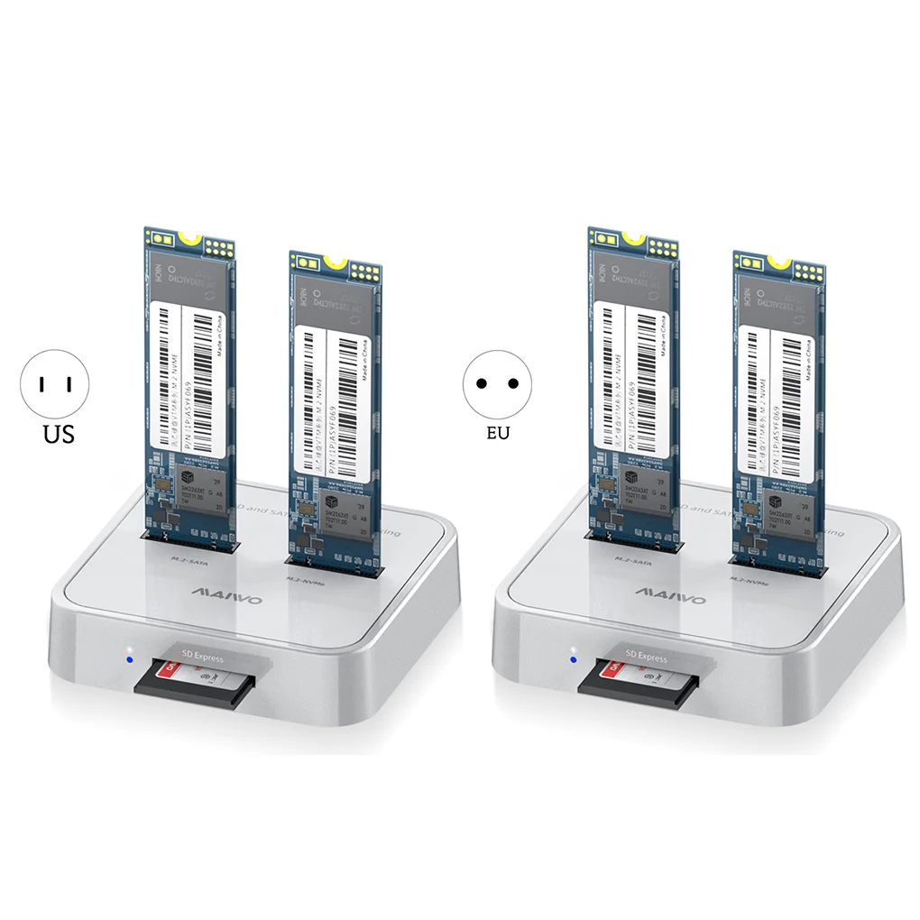 Maiwo Настольный NVME SATA с двумя протоколами, док-станция для SSD-накопителя M2, домашняя станция для чтения карт с питанием от USB, 10 Гбит/с, Штепсельная вилка ЕС
