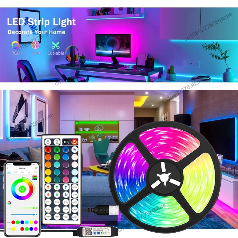 RGB светодиодные фонари для декора комнаты, светодиодная подсветка телевизора, неоновые огни, светодиодные ленты SMD5050 Luces Led 1-5 м, 10 м, 15 м, 20 м, 30 м