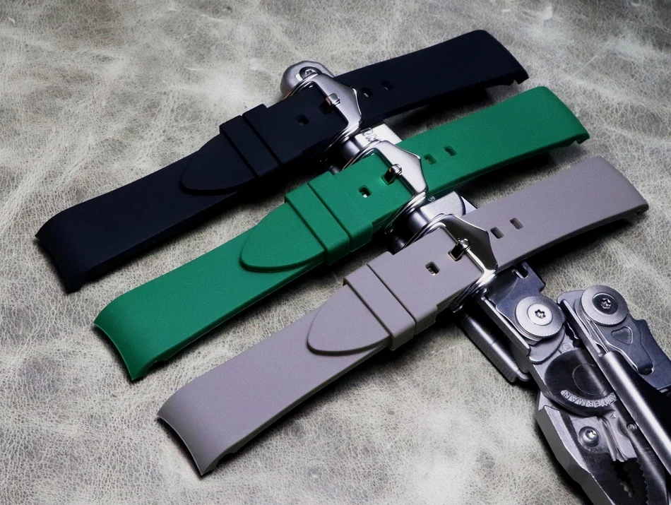 Новый водонепроницаемый черный, серый, зеленый, белый ремешок для часов 18 мм 19 мм 20 мм 21 мм 22 мм, резиновый ремешок для аксессуаров для часов SEIKO OMEGA MIDO