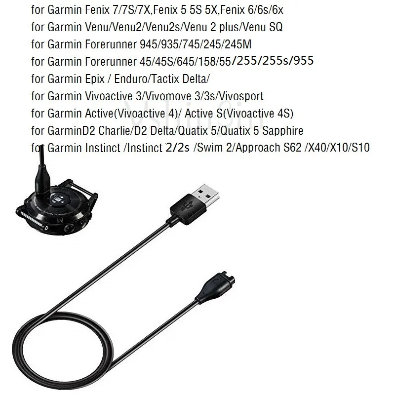 50 шт. Кабель зарядного устройства для Garmin Forerunner 965 955 265 255 S 45 S 55 745 955 245 Fenix 7/6 Venu 2 Plus Instinct 2 S Enduro Tactix 7