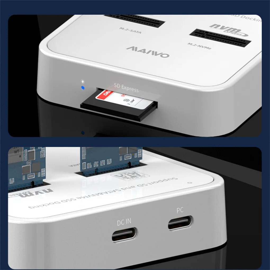 Maiwo Настольный NVME SATA с двумя протоколами, док-станция для SSD-накопителя M2, домашняя станция для чтения карт с питанием от USB, 10 Гбит/с, Штепсельная вилка ЕС