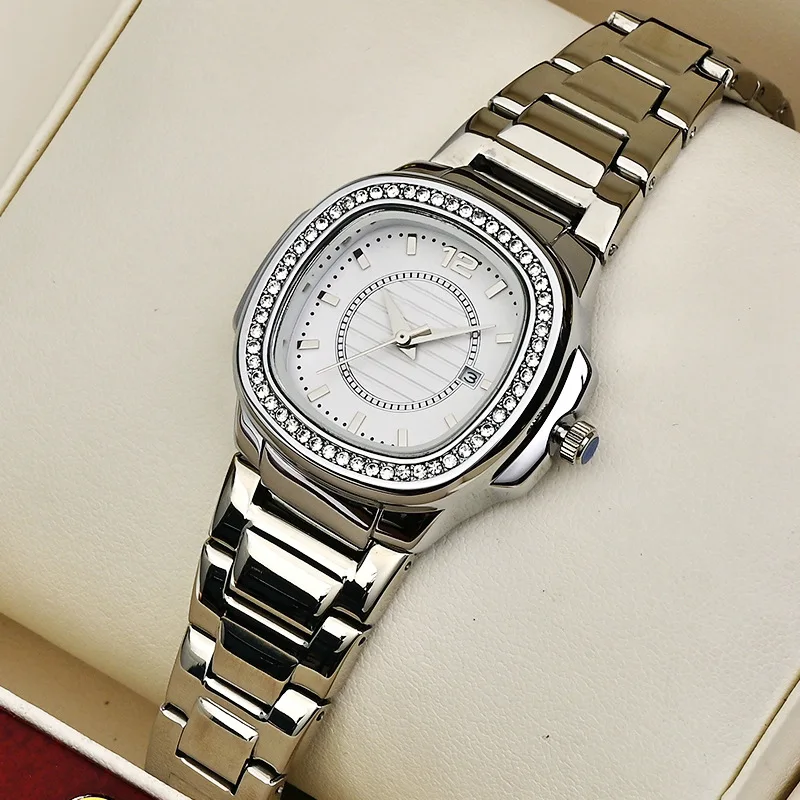 smvp, роскошные часы со стальным ремешком, модные, лидер продаж, женские часы с квадратным бриллиантом, кварцевые часы для влюбленных с дисплеем даты