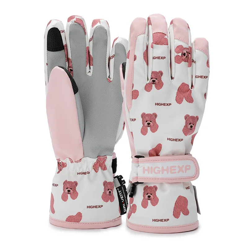 Детские лыжные перчатки с одинарной доской, водонепроницаемые, теплые и утолщенные, с двойной доской, профессиональные с пятью пальцами, с защитой запястья