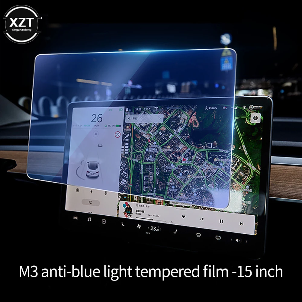 Дисплей мобильного телефона для ПК, Защитная Пленка из Закаленного Стекла с Защитой от синего Света, Противоосколочная Пленка для экрана Tesla MODEL3 Y S X для MX M3