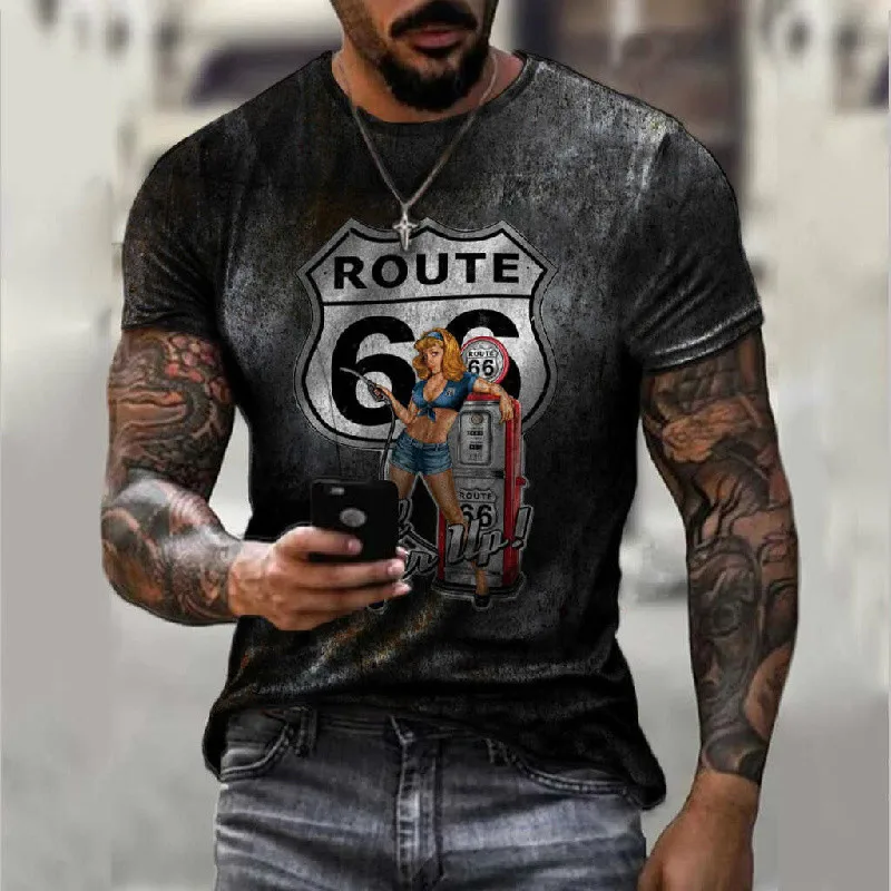 Мужская летняя футболка с 3D принтом брызгами чернил 202166, уличные знаки для автобусов, повседневная футболка с круглым вырезом и коротким рукавом, 2021 Harajuku, быстросохнущая футболка из полиэстера