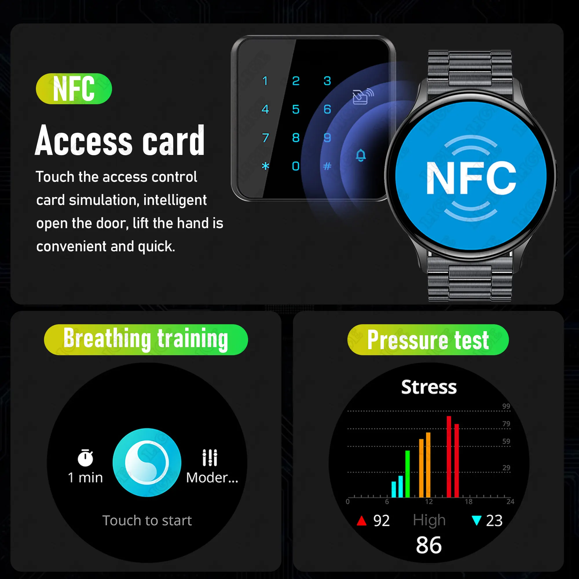 Новые смарт-часы LIGE NFC с экраном 360 * 360, мужские смарт-часы, всегда отображающие время, Bluetooth-вызов, Спортивные Фитнес-часы, Мужские Умные часы, Женские