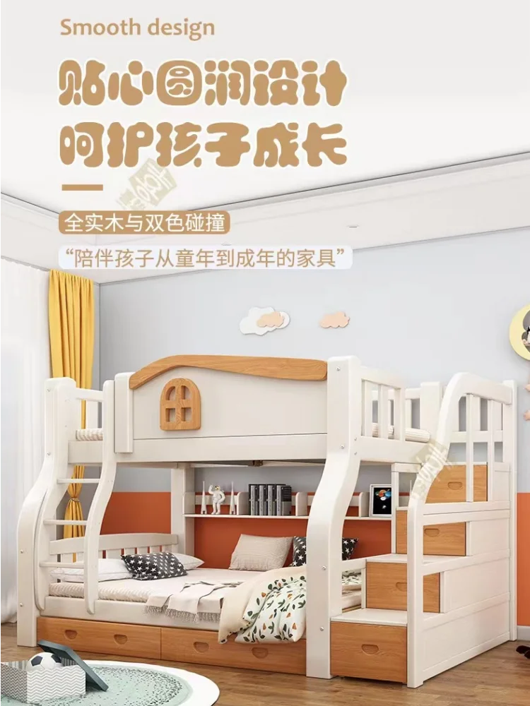 Подъем и спуск с кровати, двухъярусная кровать, полностью из цельного дерева, для детей, взрослых и небольших помещений, двухэтажные лестницы и стремянки