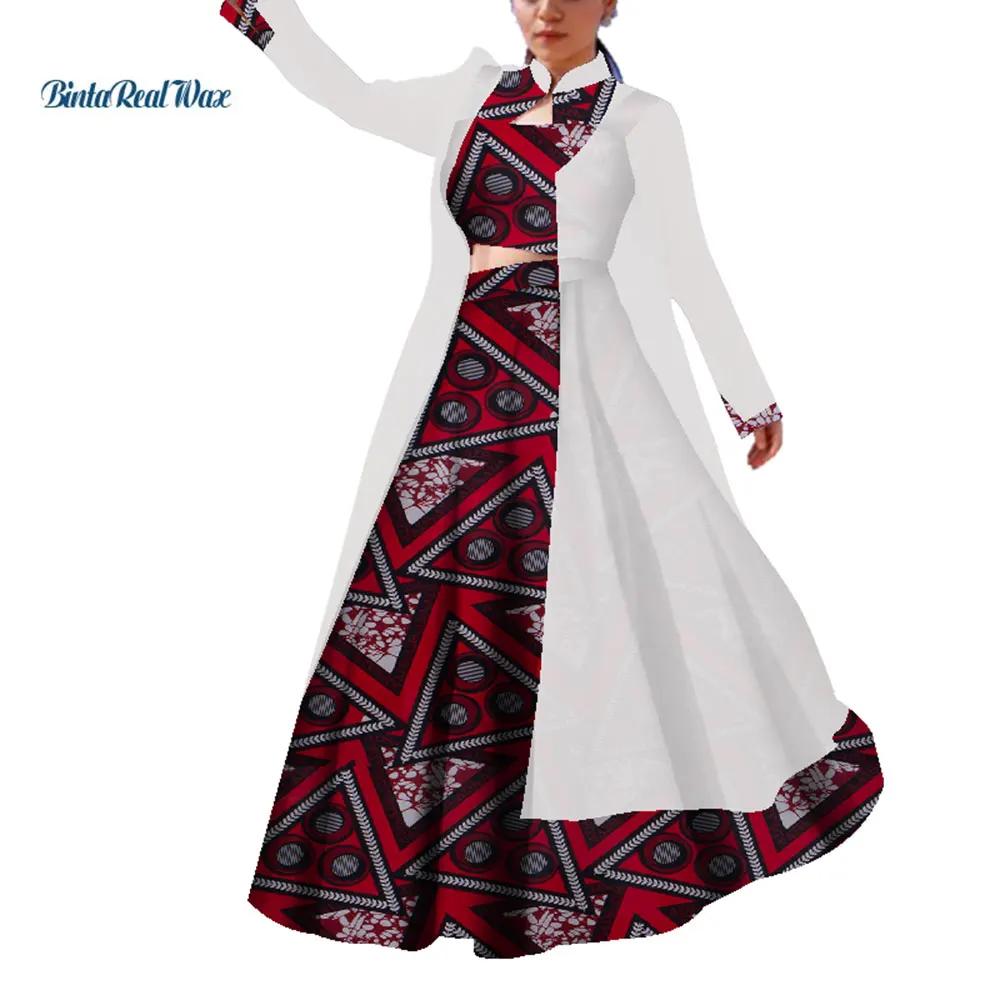 Комплект из 3 предметов, топ и юбки с африканской аппликацией, наборы для женщин, Bazin Riche, Традиционная африканская женская одежда, Юбки, наборы WY4221