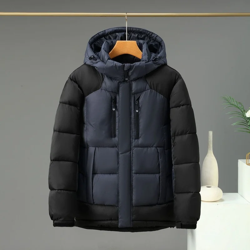 Мужская утепленная теплая зимняя куртка на пуху с хлопковой подкладкой, Мужская ветровка, верхняя одежда с капюшоном, Хлопковая парка, зимние пальто, мужская одежда