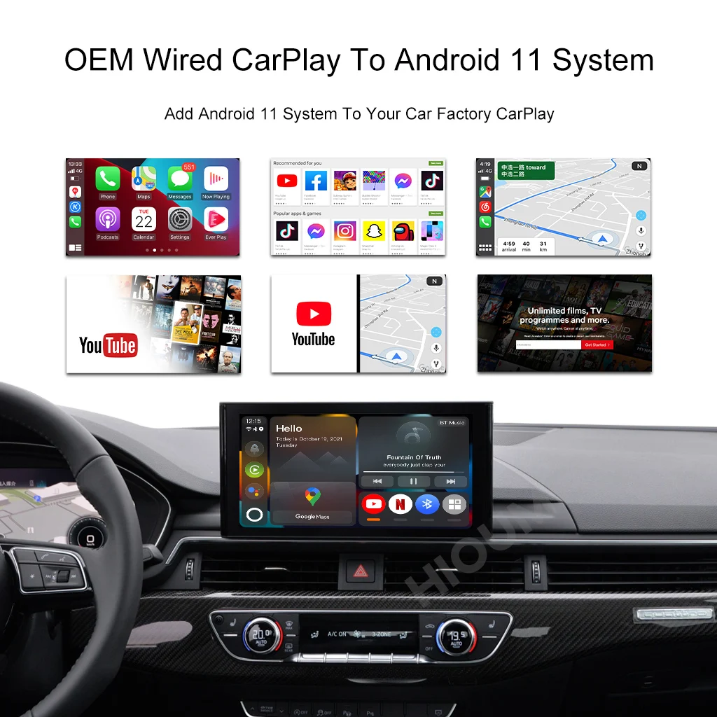 Новый Беспроводной Apple CarPlay AI Box 4 ГБ + 32 ГБ, Универсальный автомобильный Мультимедийный плеер с системой Android 11, Зеркальная ссылка, Подключи и играй