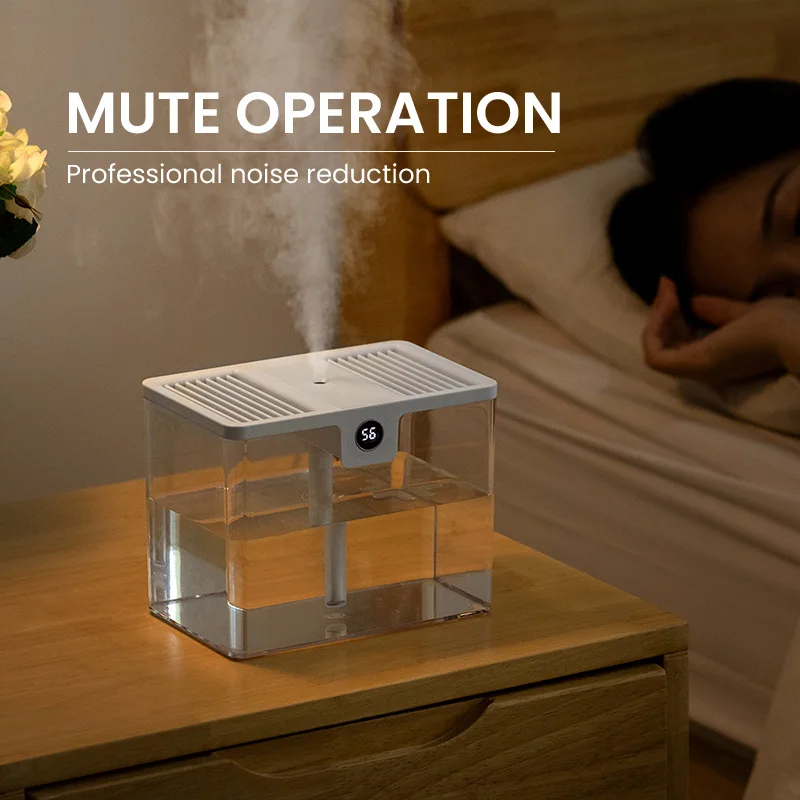 Увлажнитель воздуха с монитором влажности, таймером 10 часов, USB перезаряжаемый, 1500 мл, увлажнители воздуха для спальни, Безводный, автоматическое выключение