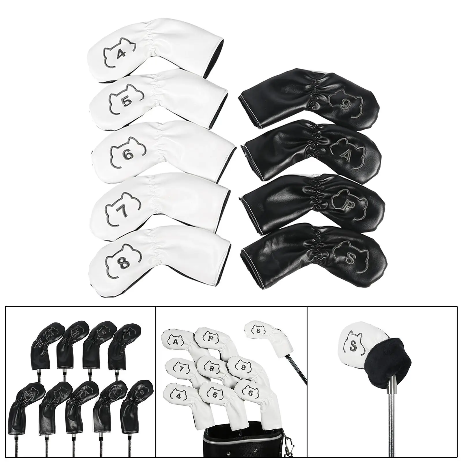 9 шт. головные уборы для клюшек для гольфа, декоративные водонепроницаемые полиуретановые головные уборы для гольфа