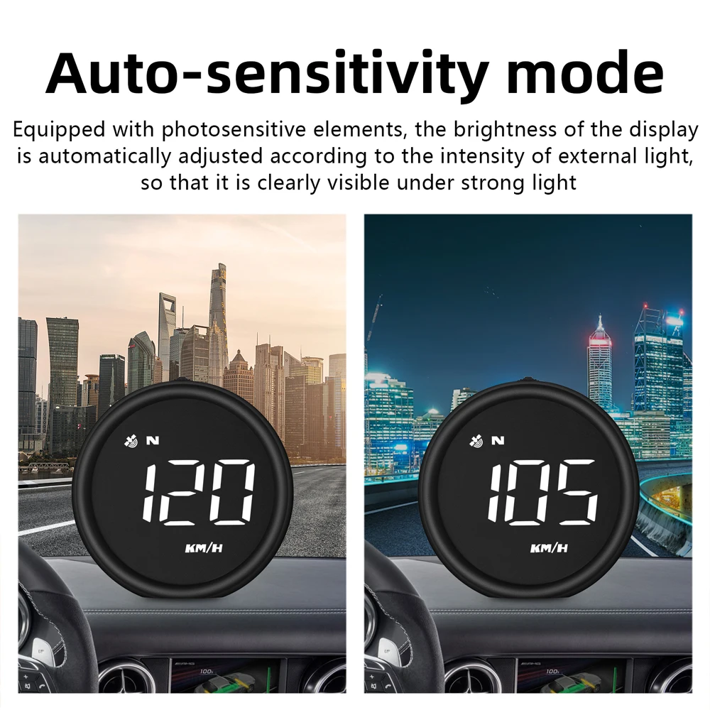 GPS Головной дисплей HUD 2023 Новый умный цифровой спидометр Подключи и играй для всех автомобилей Крупный шрифт км/ч, автомобильные аксессуары