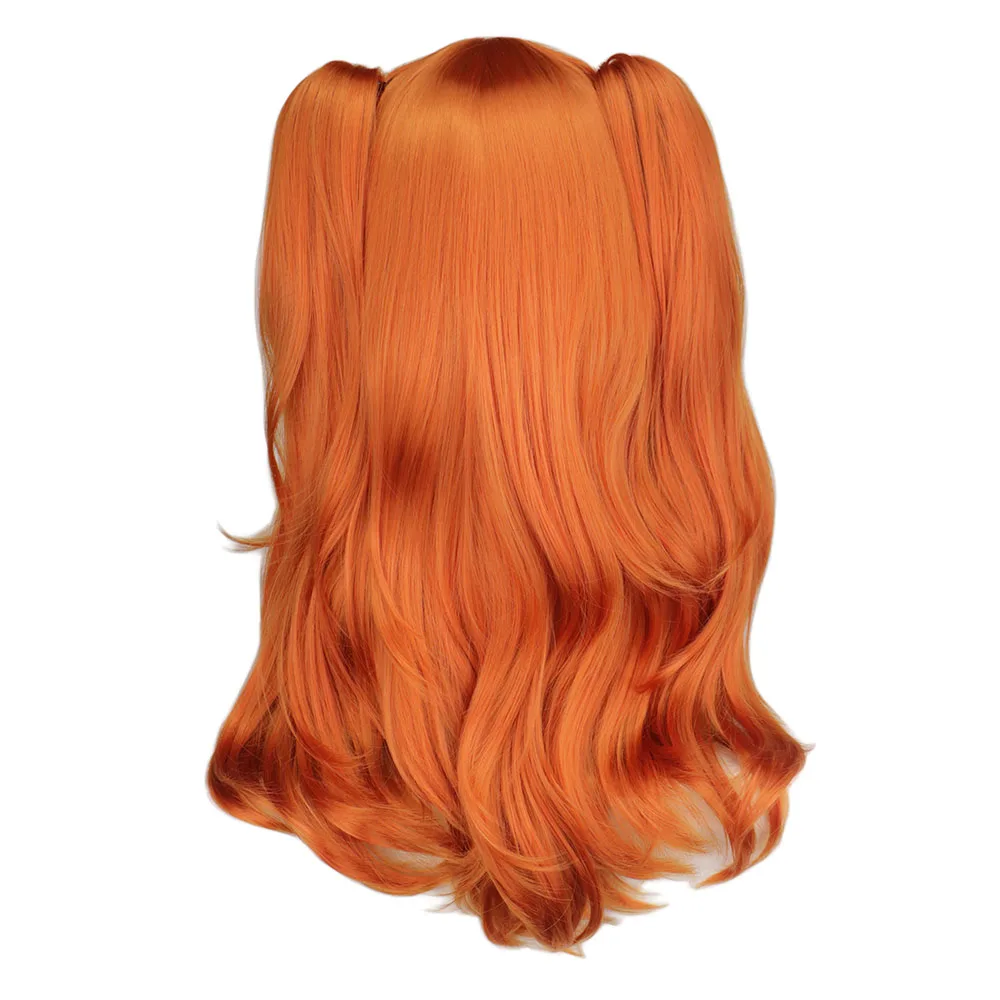QQXCAIW Косплей Парики Длинные Оранжевые С 2 зажимами для конского Хвоста Термостойкий парик из синтетических волос