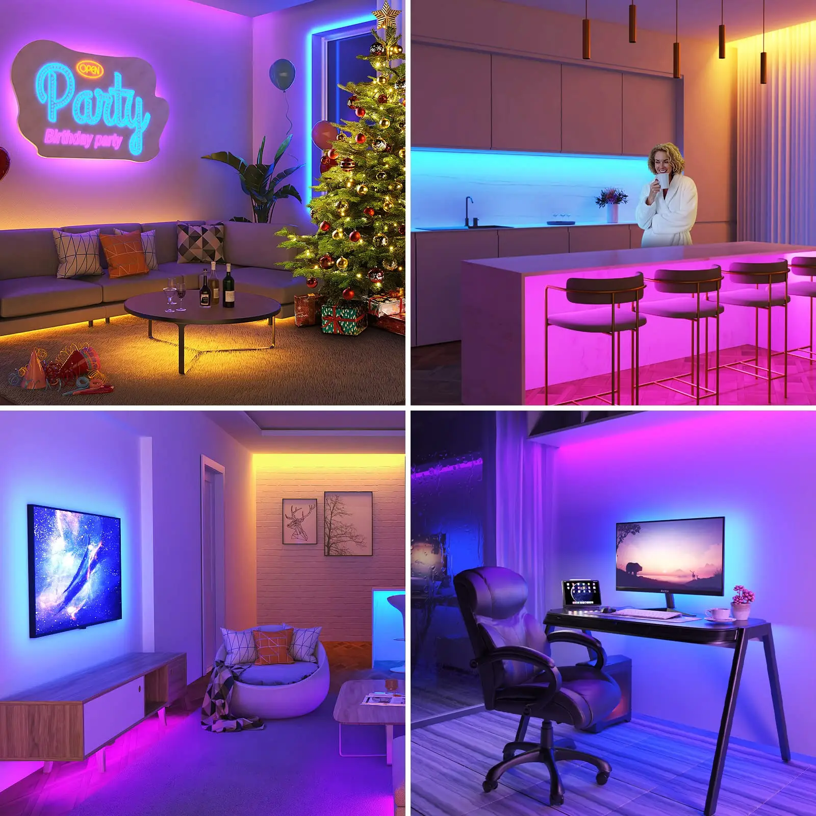 RGB светодиодные фонари для декора комнаты, светодиодная подсветка телевизора, неоновые огни, светодиодные ленты SMD5050 Luces Led 1-5 м, 10 м, 15 м, 20 м, 30 м