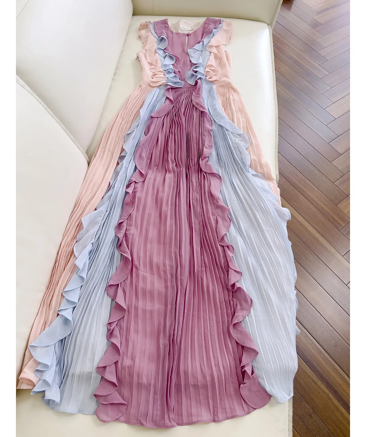 2023 Весенне-Летнее Шикарное Женское Плиссированное платье без рукавов с оборками Высокого Качества C271