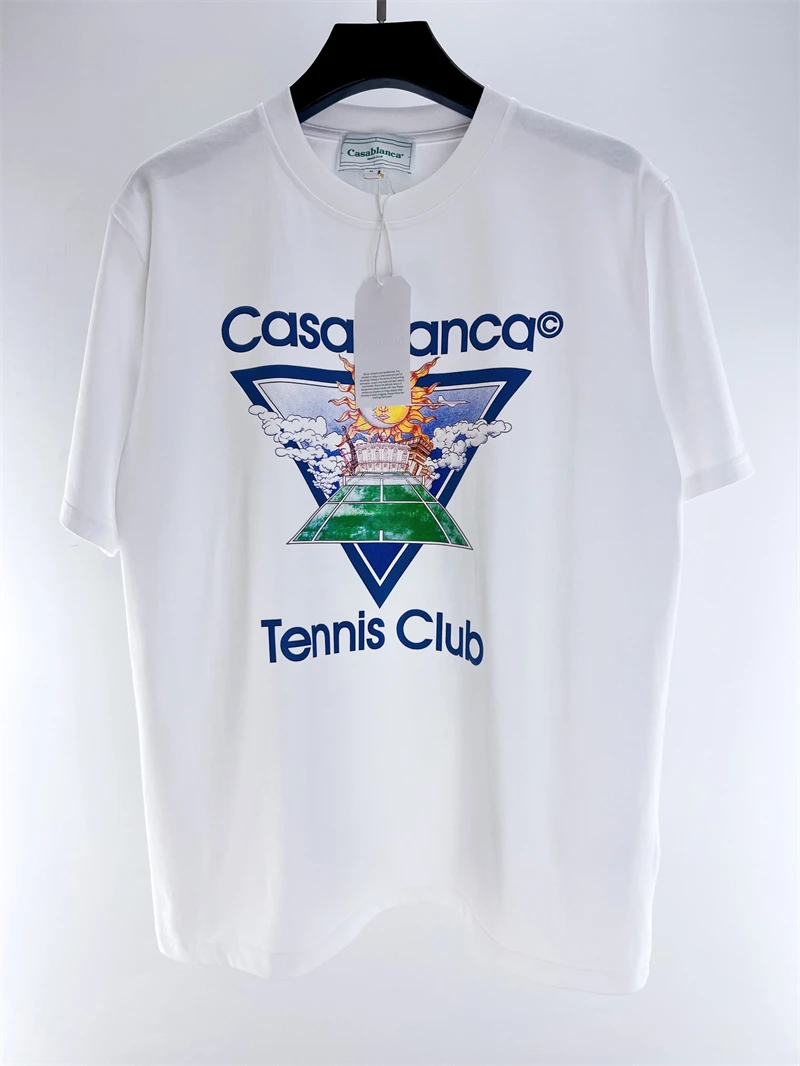 Топовая версия 
  Футболка Casablanca Tennis Club для мужчин и женщин, футболка с принтом солнца 1: 1, футболка