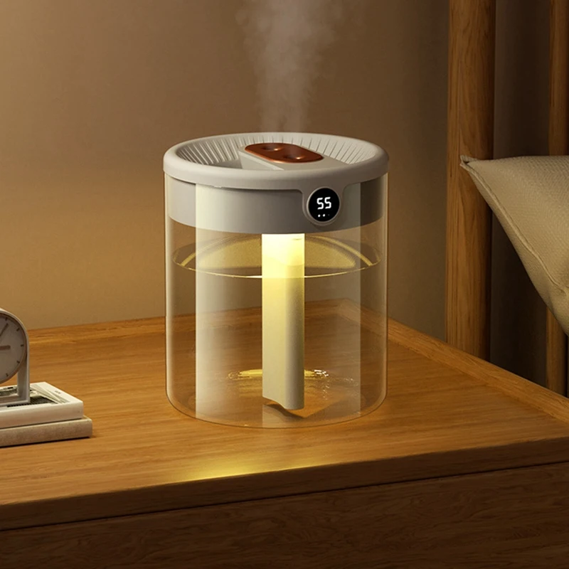 Увлажнитель воздуха Большой емкости С ЖК-дисплеем влажности, ночник, диффузор эфирного масла с двойной насадкой Для дома