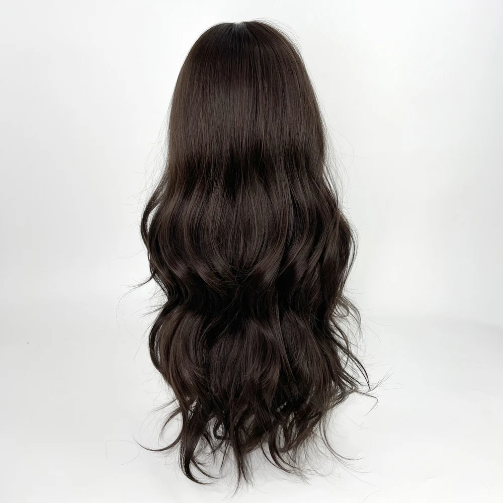 Черный Коричневый Длинноволновый парик для косплея GAKA, синтетический парик из натуральной волны с челкой, подходит для ежедневного использования женщинами Из термостойкого волокна
