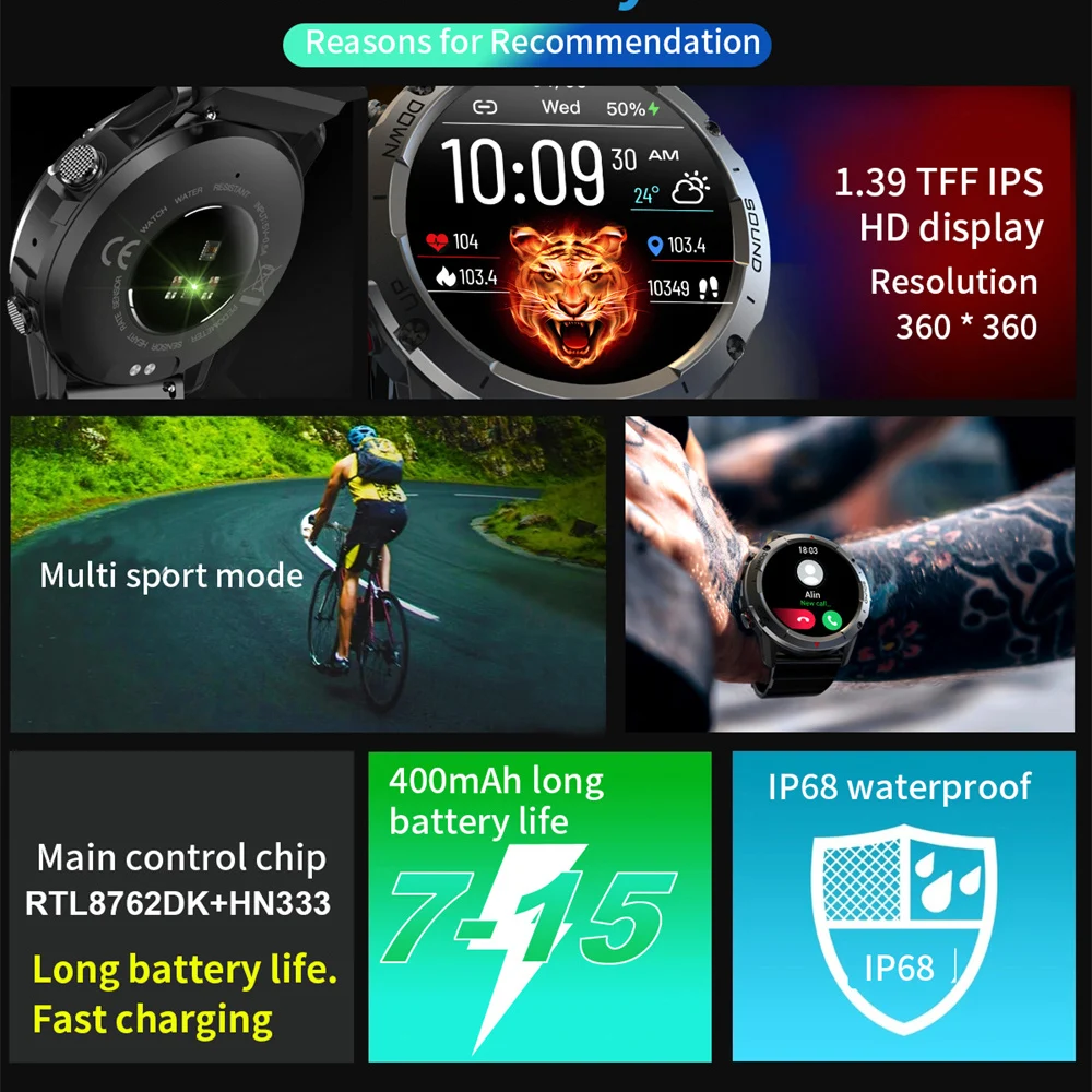 2023 Новые Смарт-Часы Мужские Bluetooth Call Спорт На открытом Воздухе Фитнес-Трекер Пульсометр Монитор Артериального Давления Водонепроницаемые Умные Часы