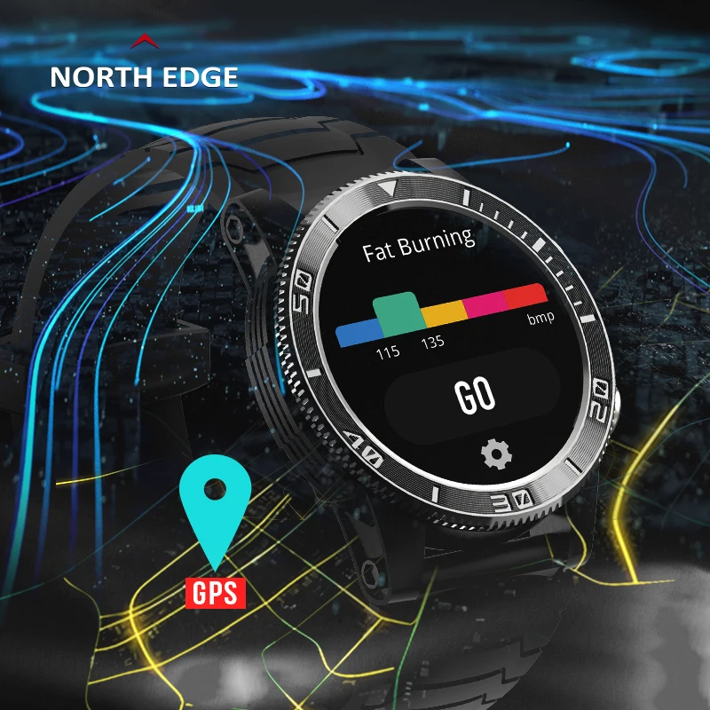 North Edge GPS Смарт-Часы 2022 Мужские Кислородный монитор крови Компас Фитнес-Трекер Женские Умные Часы-Будильник Для Xiaomi Huawei